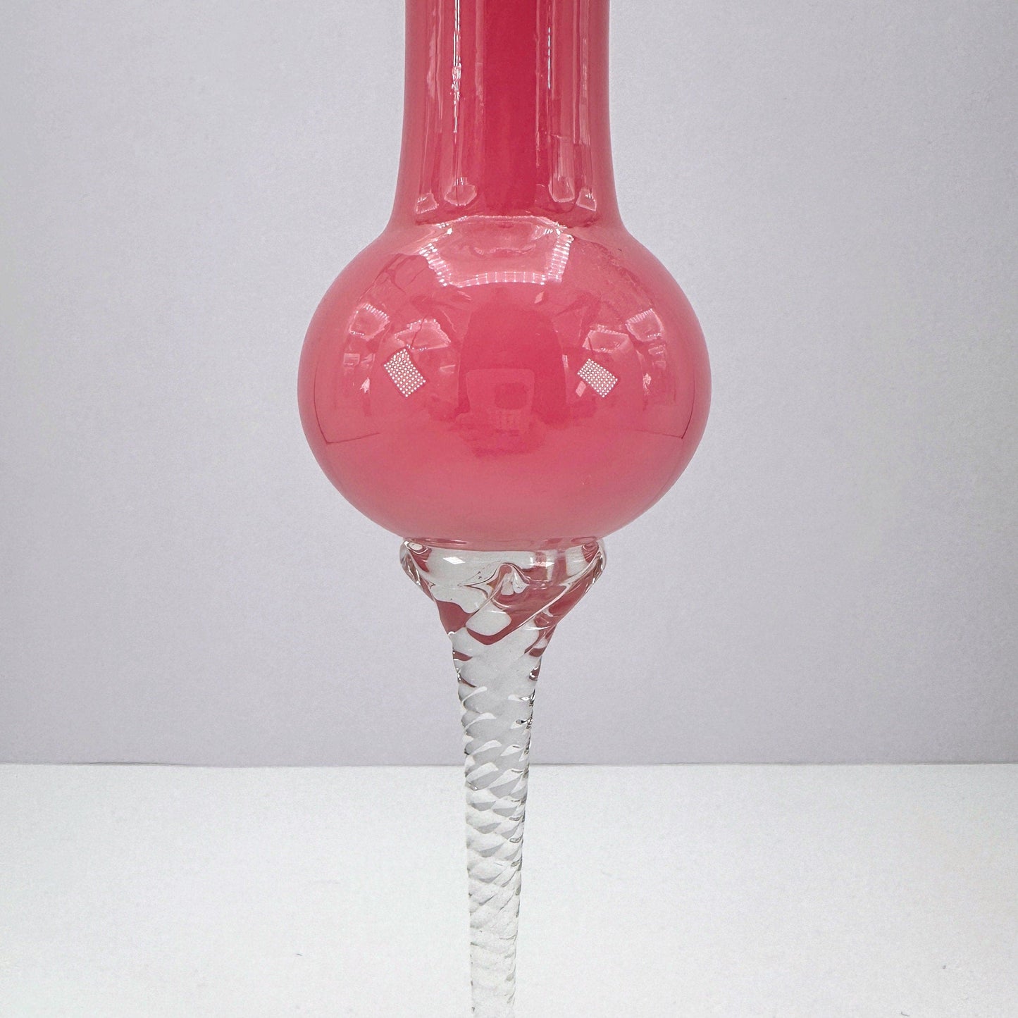 Murano Glass Vase Pink Italy MCM Empoli Opalina Filigrana 70s 1970 Fiorentina Milk Glass Solifleur Solo Fiore