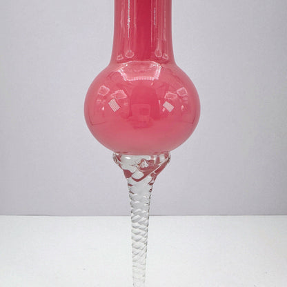 Murano Glass Vase Pink Italy MCM Empoli Opalina Filigrana 70s 1970 Fiorentina Milk Glass Solifleur Solo Fiore