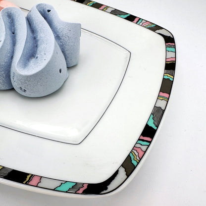 Vintage Postmodern Cake Plate Plate Eschenbach Domus Manhattan Germany 80s 90s Memphis Milano Geometric Pastel