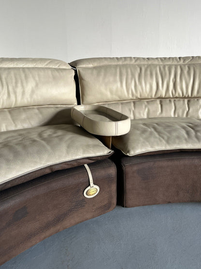 Seltener Serpentine Modular 'Bogo' Sofa von Carlo Bartoli für Rossi di Albizzate in Wildleder und Leder, 1970er Jahre Italienisches Exklusives Design, Set von 5 Vintage