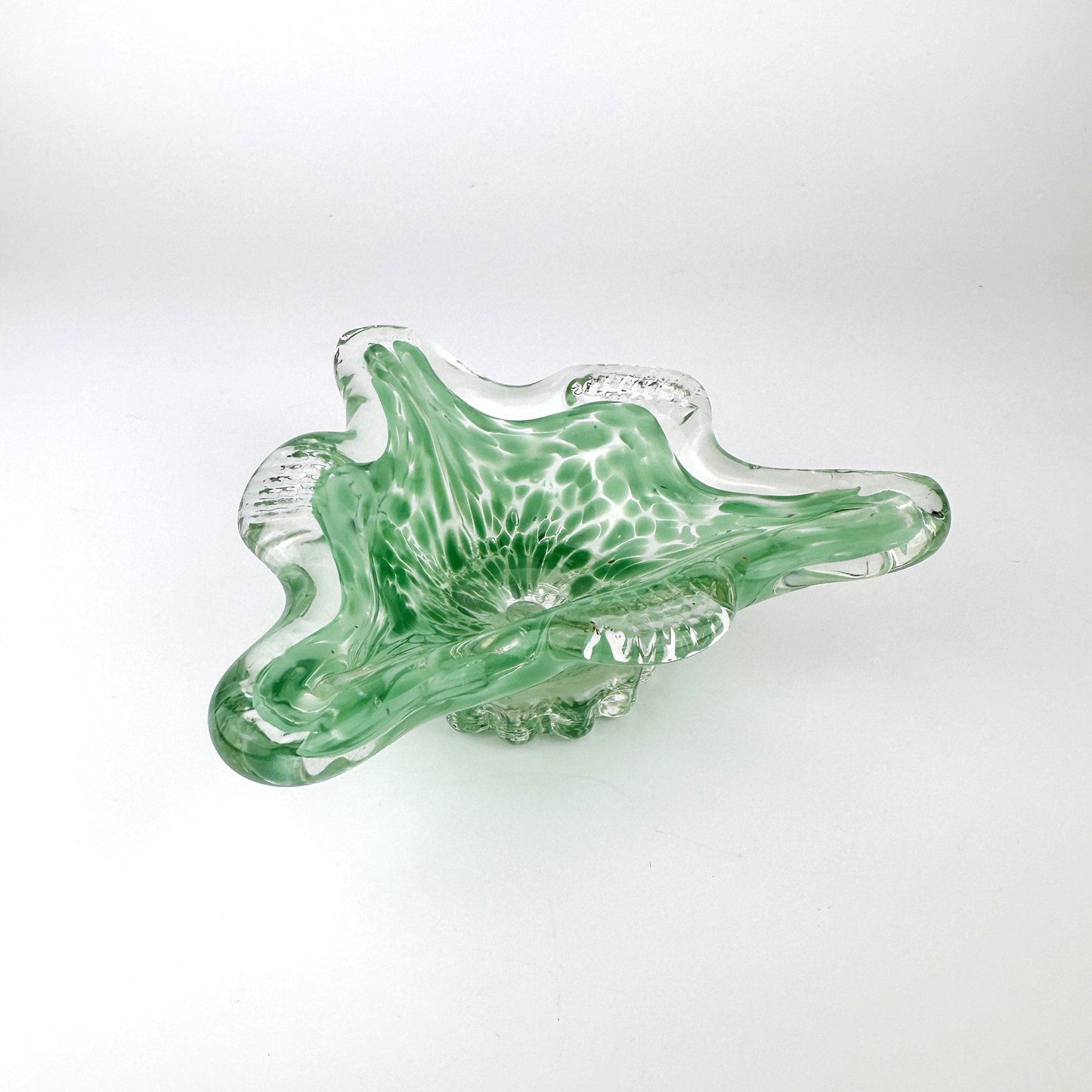 Vintage Murano Aschenbecher Pastell Grün Sprenkel