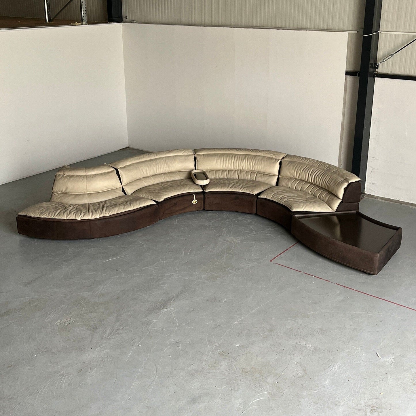 Seltener Serpentine Modular 'Bogo' Sofa von Carlo Bartoli für Rossi di Albizzate in Wildleder und Leder, 1970er Jahre Italienisches Exklusives Design, Set von 5 Vintage