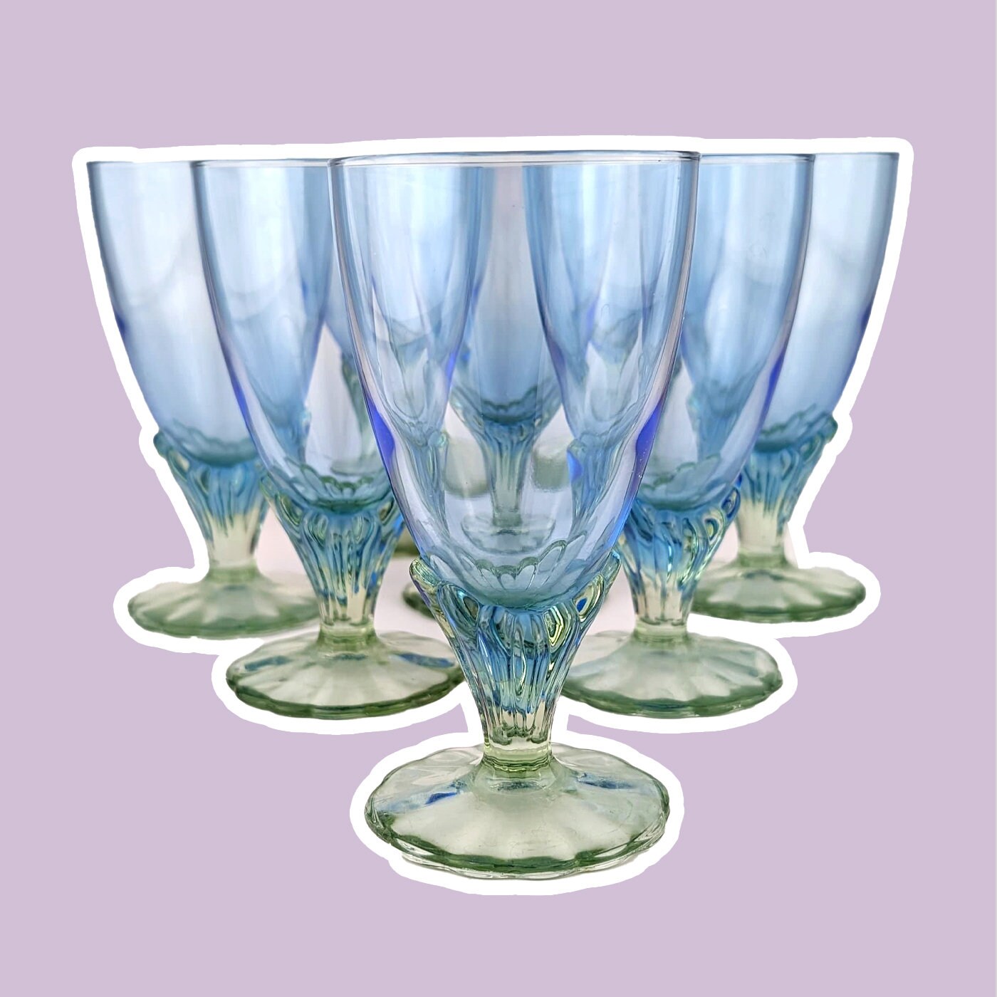 8 Vintage Italian Glasses Dessert Bowls Glass Green Blue Postmodern So –  2nd home