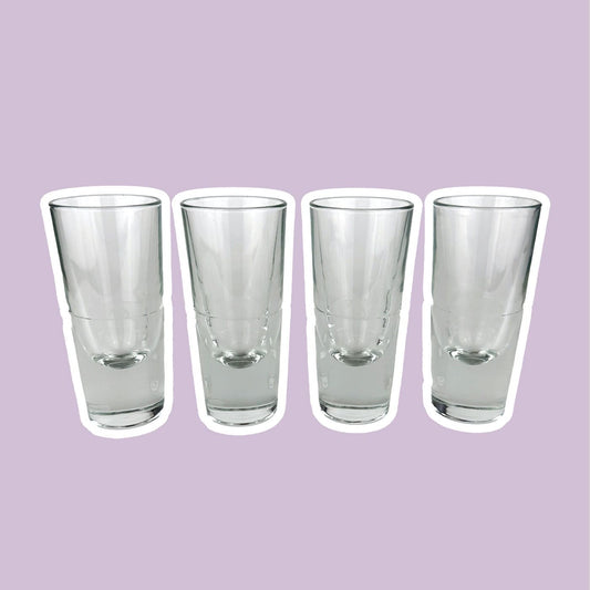 4 Vintage Borgonovo Amaro Liqueur Limoncello Drinking Glasses Crystal Glass Bullet 80s Heavy Italy Italian