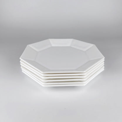 6 assiettes à gâteaux Arcoroc Octime verre de lait blanc Arcopal verre France ensemble années 80 90 Luminarc France Art déco Revival