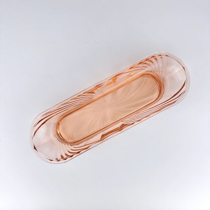 Art Deco pressed glass comb bowl waves bowl pink Rosalin Rosaline 1930 30s