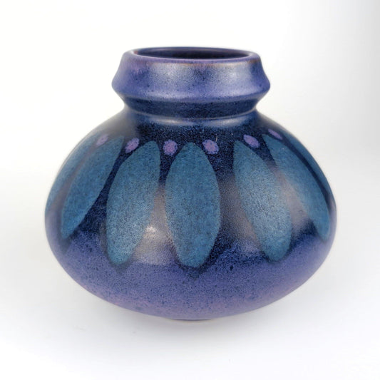 Vintage KMK Ceramic Vase Flower Vase Mid Century Boho Scandi Brutalist Minimalist Retro Blue Flowers Wirkkala Porcelain 70s 80s 1970