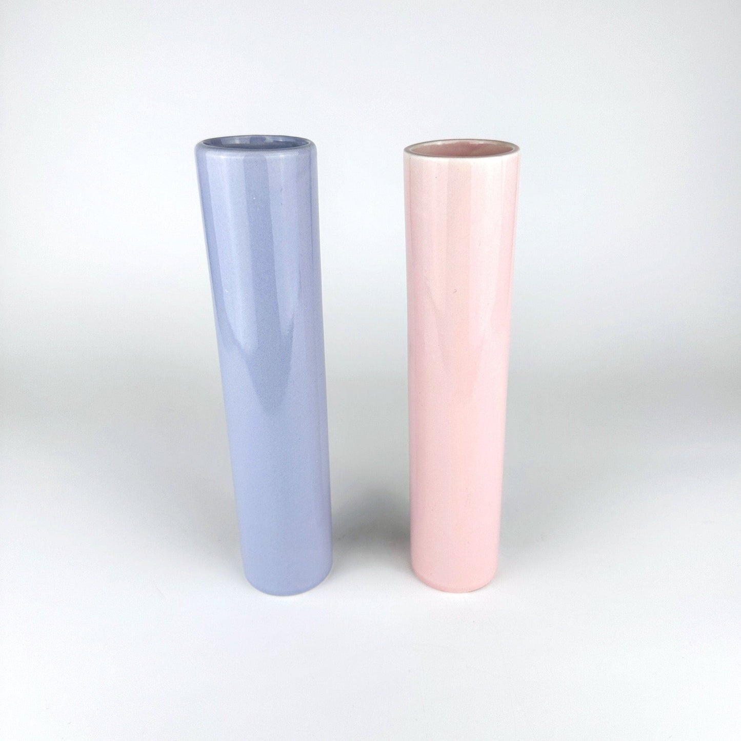 Vintage Vase Set of 2 Ikea Pastel 1990s Solifleur Ceramic Pair Lilac Pink