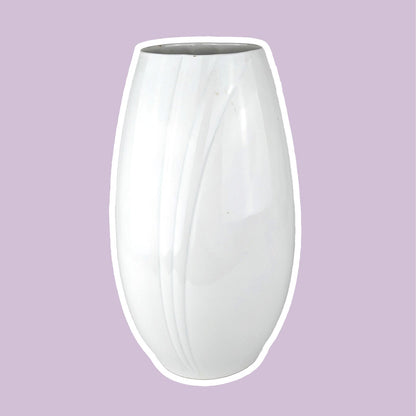 Grand vase en céramique vintage Art Déco Neo Revival Shell White Flower Vase 80s 80s 1980 Miami