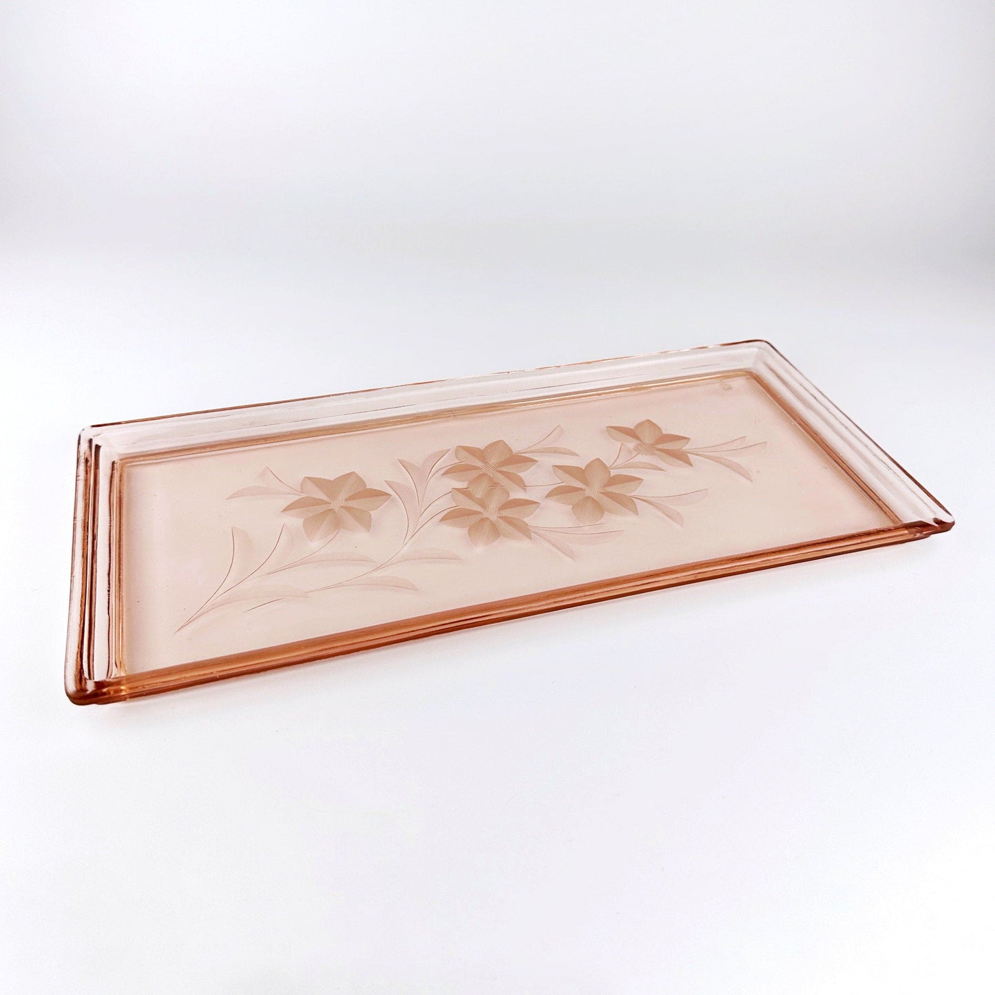 Art Deco glass plate Rosalin glass tray bowl from the 30s Art Deco decor pressed glass pink plate offering bowl plate Walther Altlantik