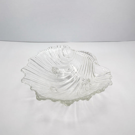 Glass bowl shell large Art Deco Revival bowl shell 80s 90s crystal bowl shell offering bowl fruit bowl