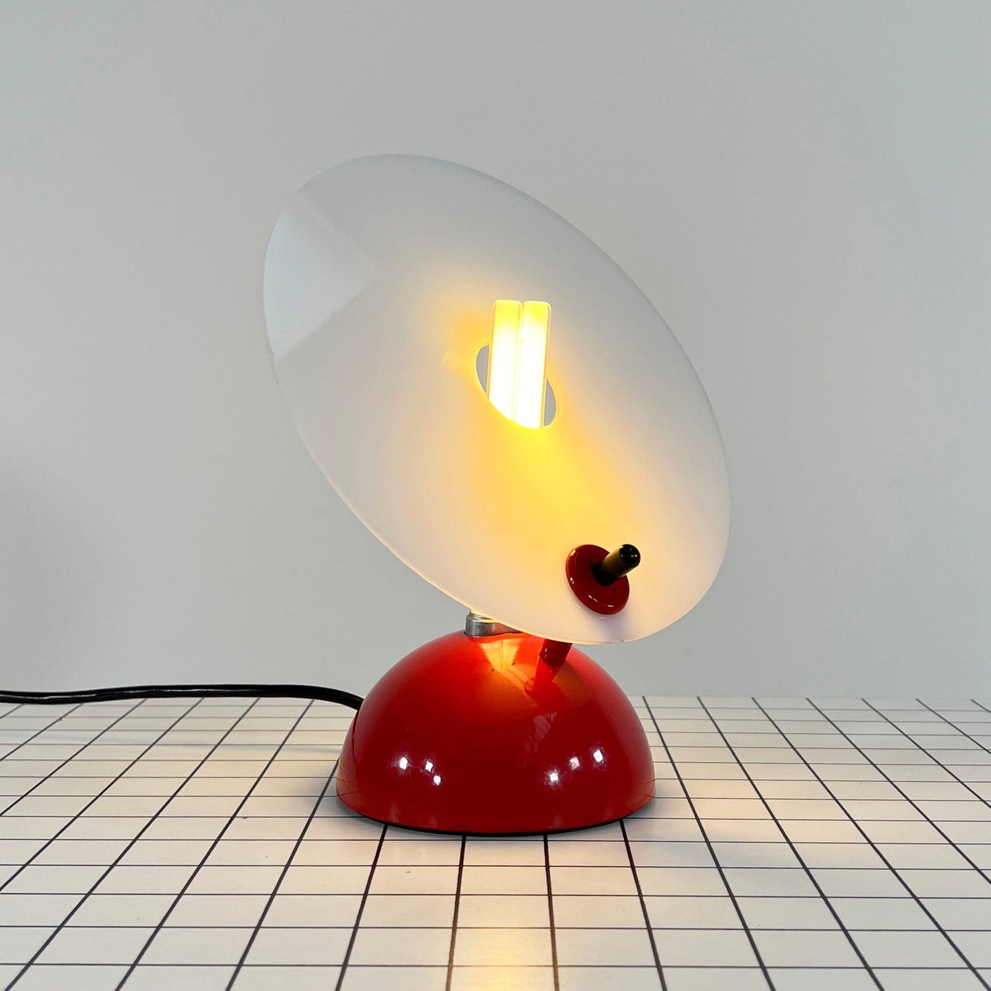 Red neon table lamp by R. Barbieri and G. Marianelli for Tronconi, 1980s vintage