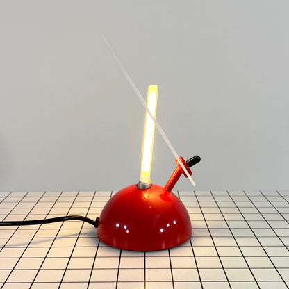 Red neon table lamp by R. Barbieri and G. Marianelli for Tronconi, 1980s vintage