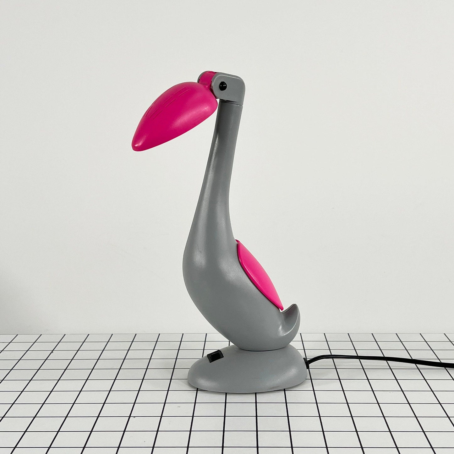 Lampe de Bureau Articulée Toucan Rose et Gris, Vintage 1980