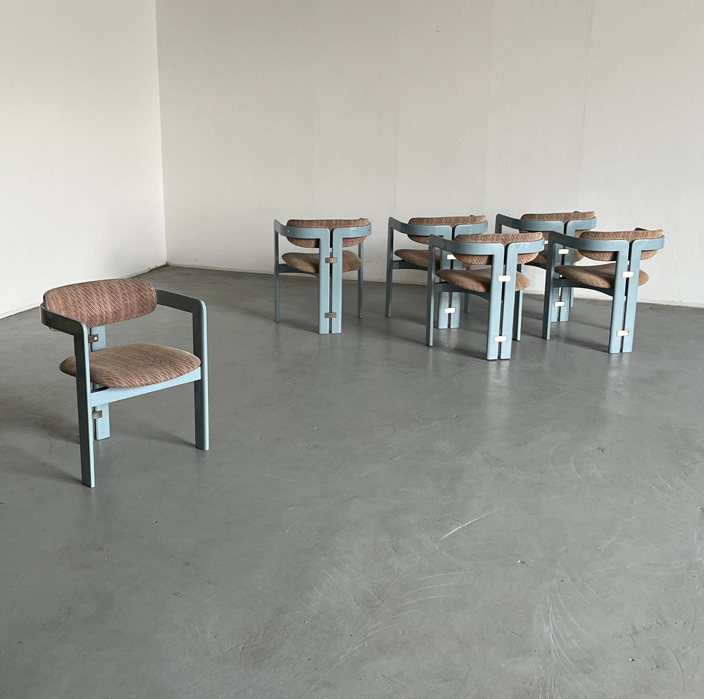 Ensemble de 6 chaises Pamplona modernes originales du milieu du siècle par Augusto Savini pour Pozzi, édition rare, millésime 1965