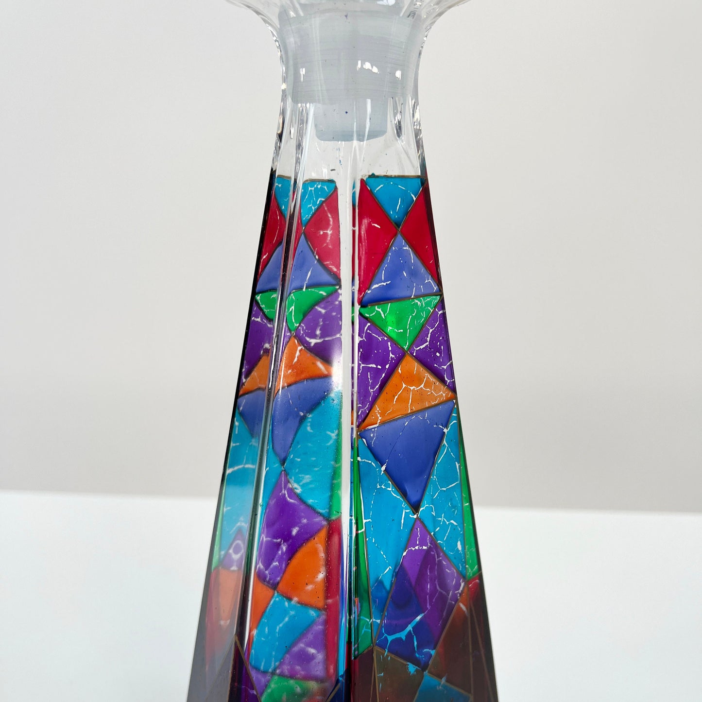 Ensemble de 2 carafes en verre multicolores, vintage années 1980