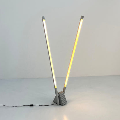 Grey Sistema Flu floor lamp by Rodolfo Bonetto for Luci Italia, 1980s vintage