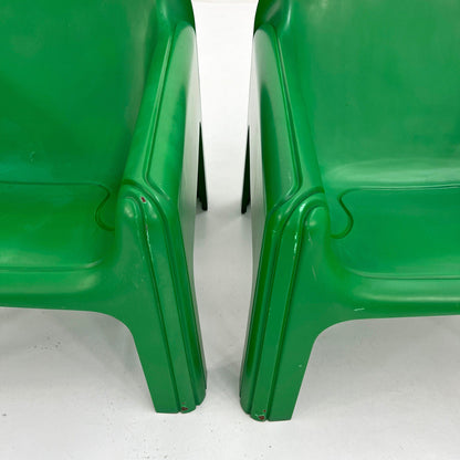 Set of 2 Green Model 4794 Lounge Chairs by Gae Aulenti for Kartell, 1970s Vintage