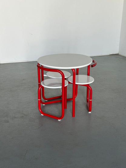 Ensemble de sièges de jardin minimaliste Pop Art, chaises et table pliantes de patio de jardin, années 1970, ensemble de 4, vintage