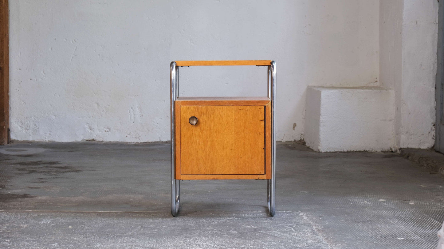 Table de chevet Bauhaus en marron clair vintage