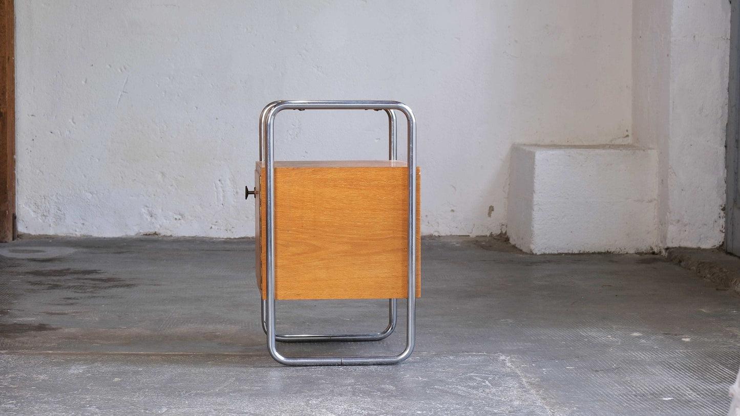 Bauhaus bedside table in light brown vintage