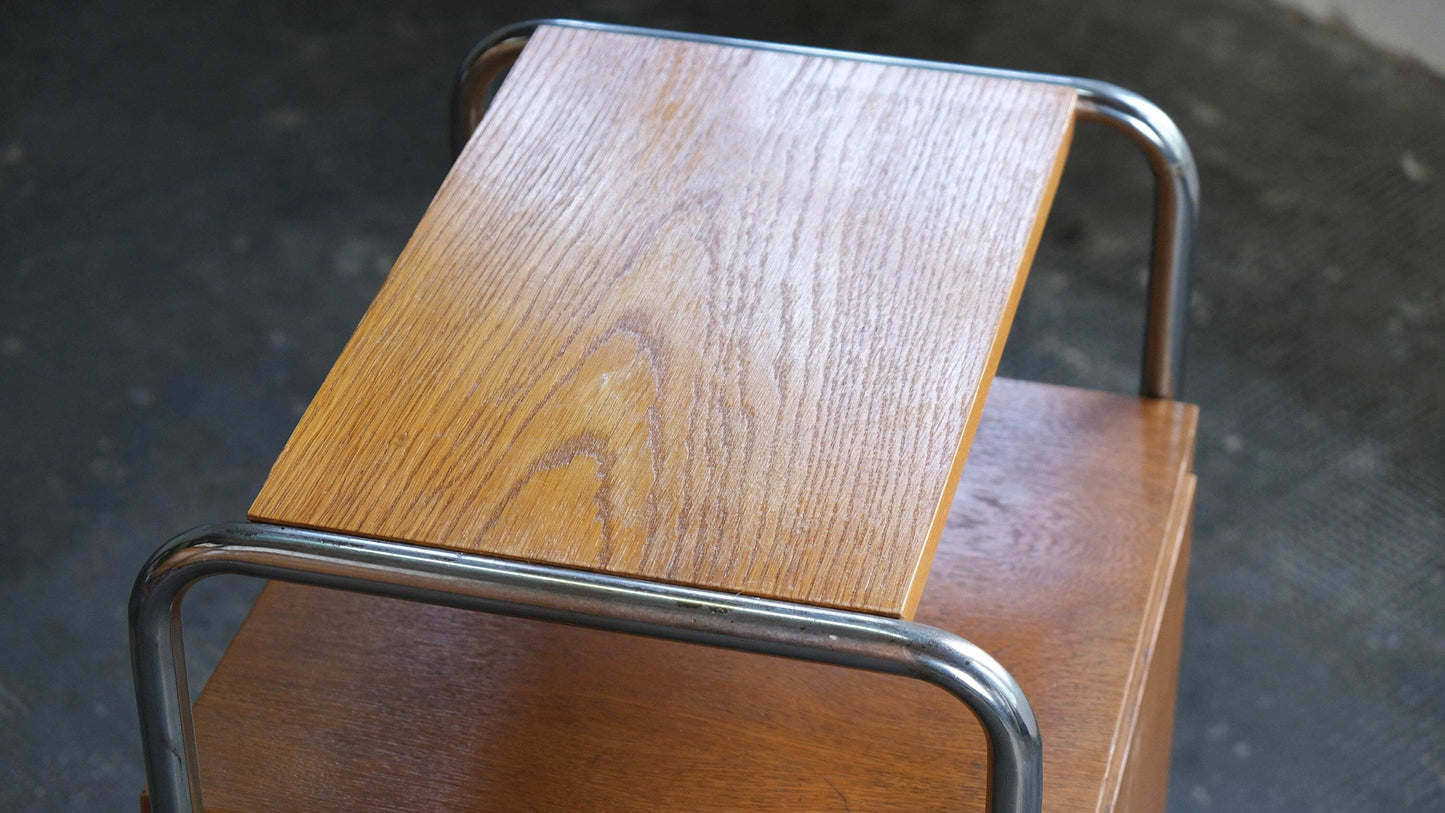 Bauhaus bedside table in light brown vintage