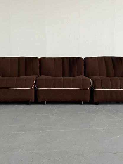 Novemila 9000 Mid-Century-Modern Modular Sofa by Tito Agnoli for Arflex, Brown Fabric, 1969 Italy Vintage