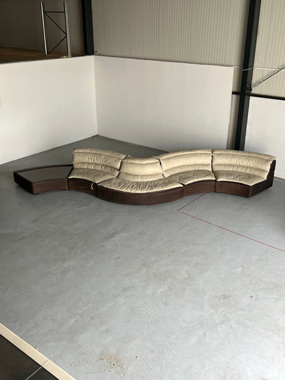 Seltener Serpentine Modular 'Bogo' Sofa von Carlo Bartoli für Rossi di Albizzate in Wildleder und Leder, 1970er Jahre Italienisches Exklusives Design, Set von 5 Vintage