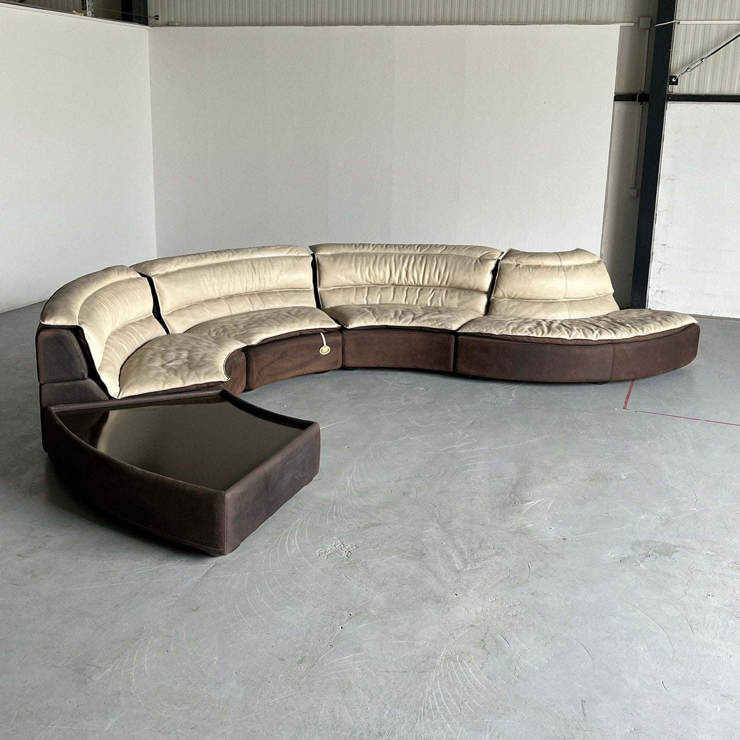 Rare Serpentine Modular 'Bogo' Sofa by Carlo Bartoli for Rossi di Albizzate in Suede and Leather, 1970s Italian Exclusive Design, Set of 5 Vintage