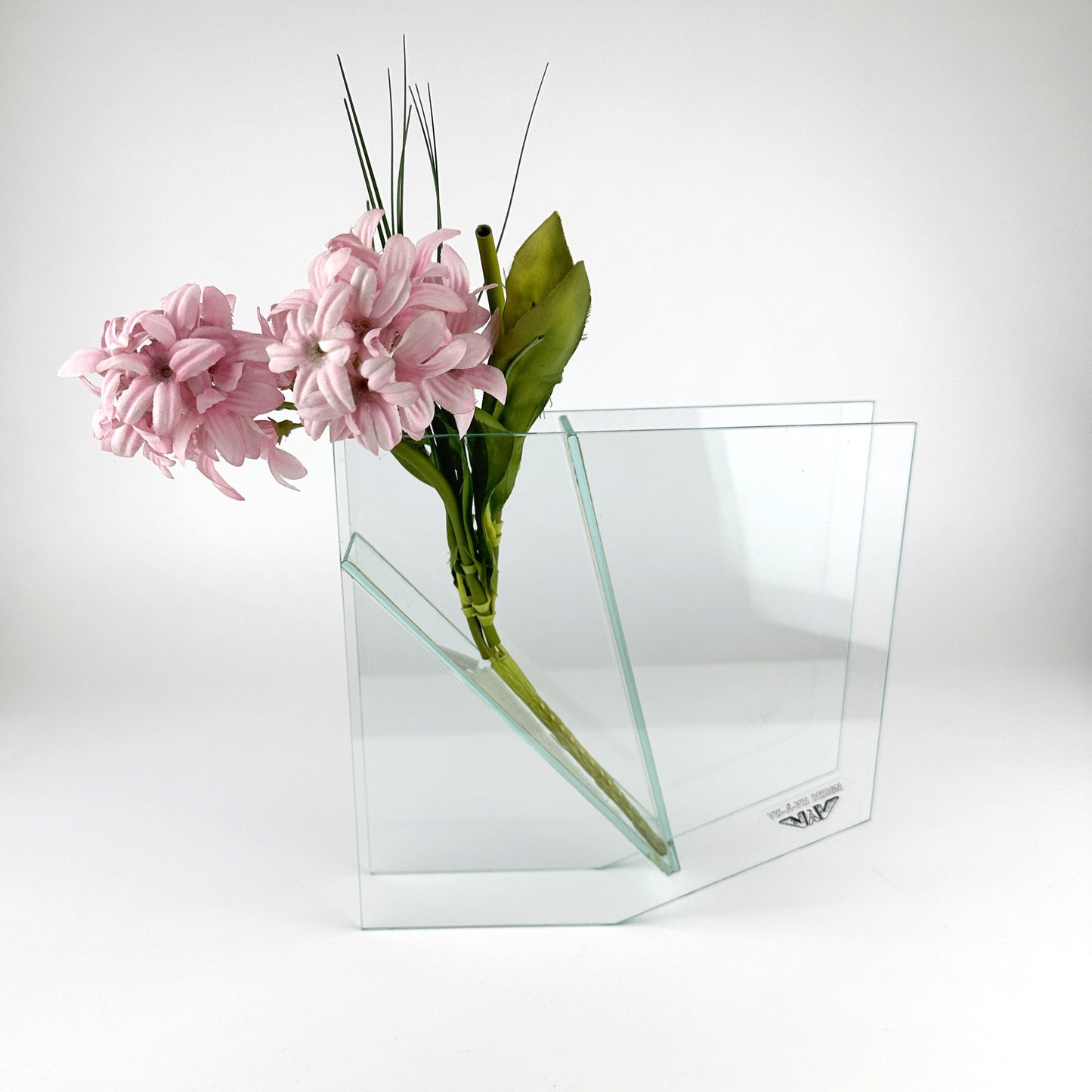 Vase en verre postmoderne Vis-a-Vis Vase à fleurs Memphis Milano Transparent Géométrique Moderne années 90 1990 Années 1990 Allemagne Asa Otto Quelle vintage