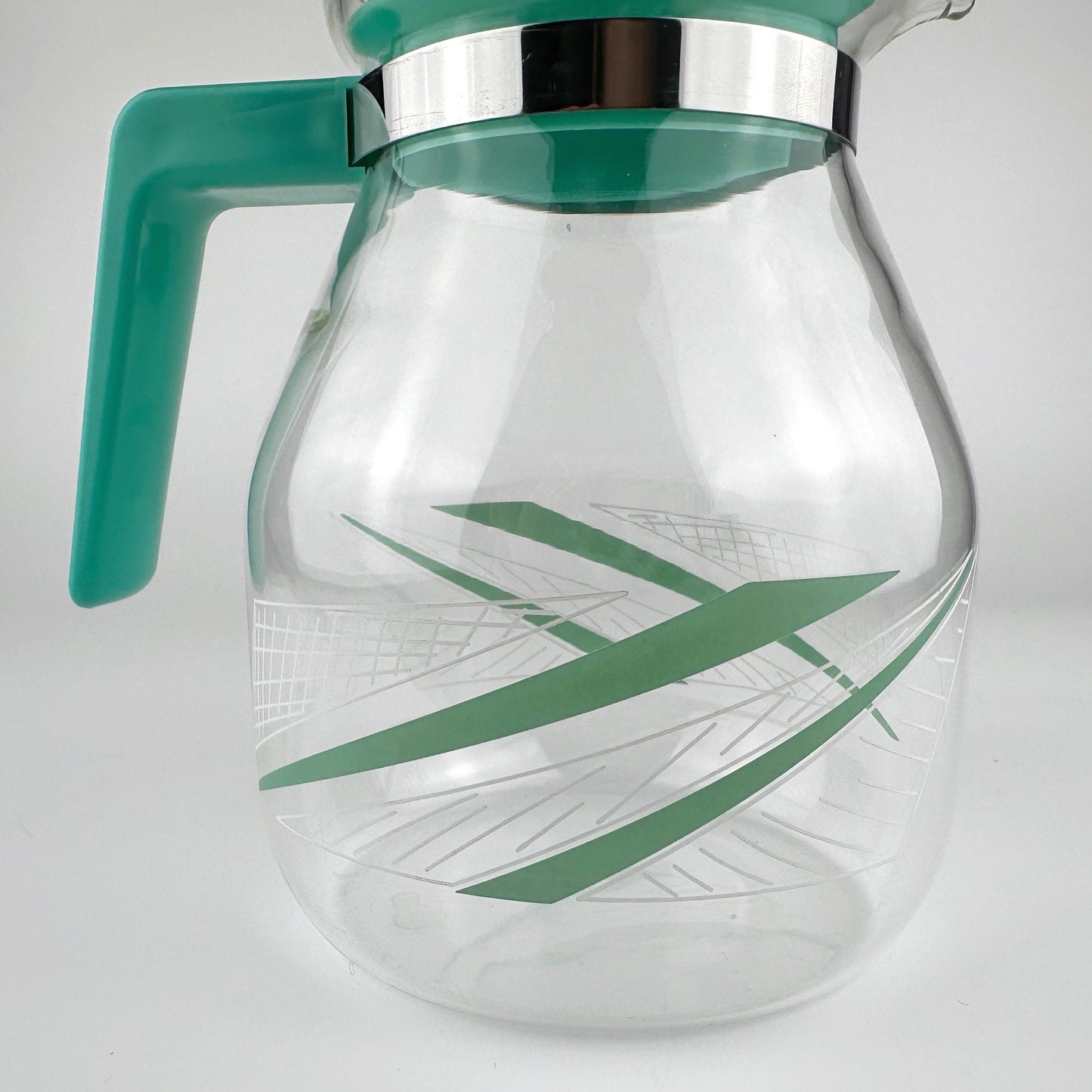 Carafe en verre postmoderne Jug Menthe Vert Memphis Milano 1990 1980 Années 80 90 Café Thé Thé glacé vintage