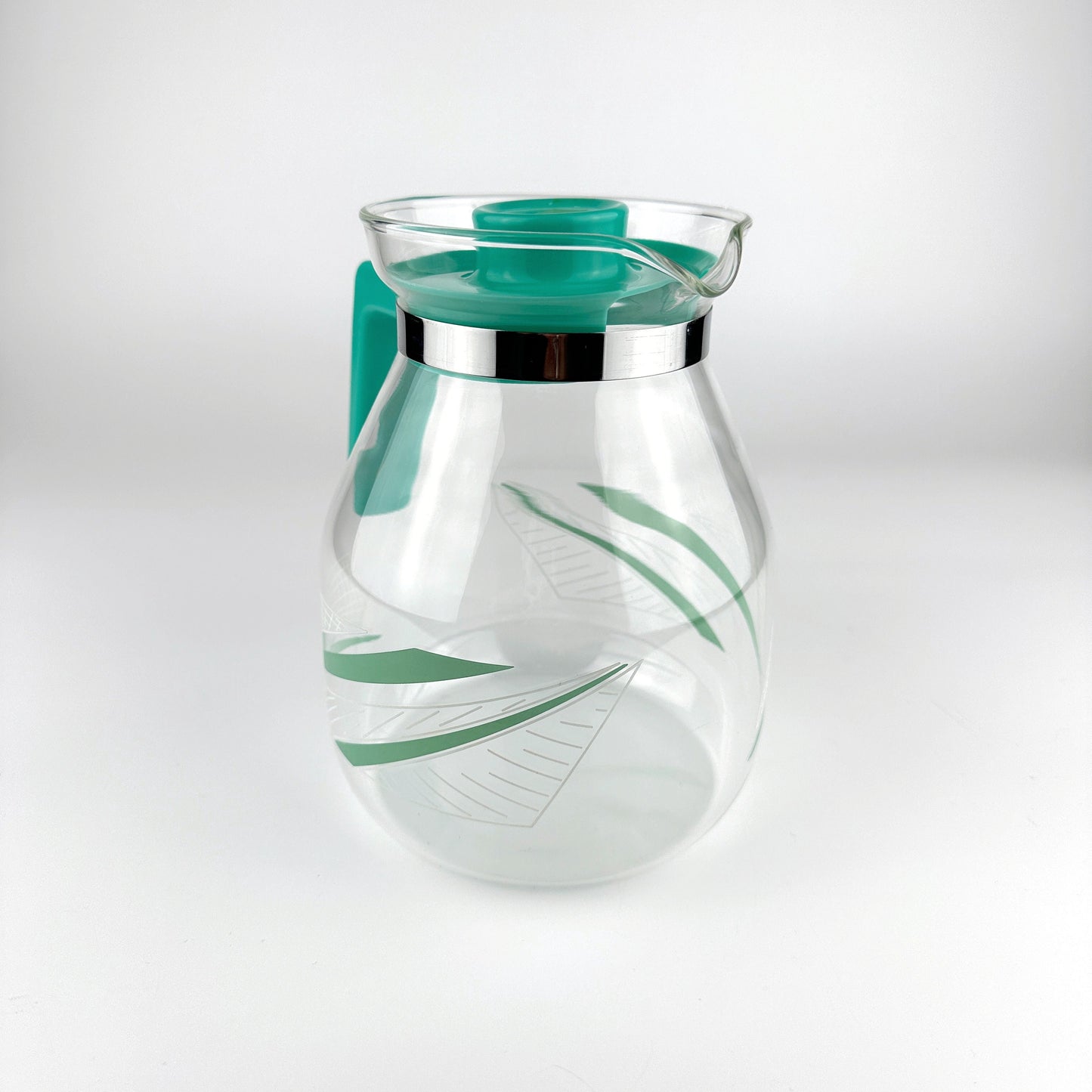 Carafe en verre postmoderne Jug Menthe Vert Memphis Milano 1990 1980 Années 80 90 Café Thé Thé glacé vintage