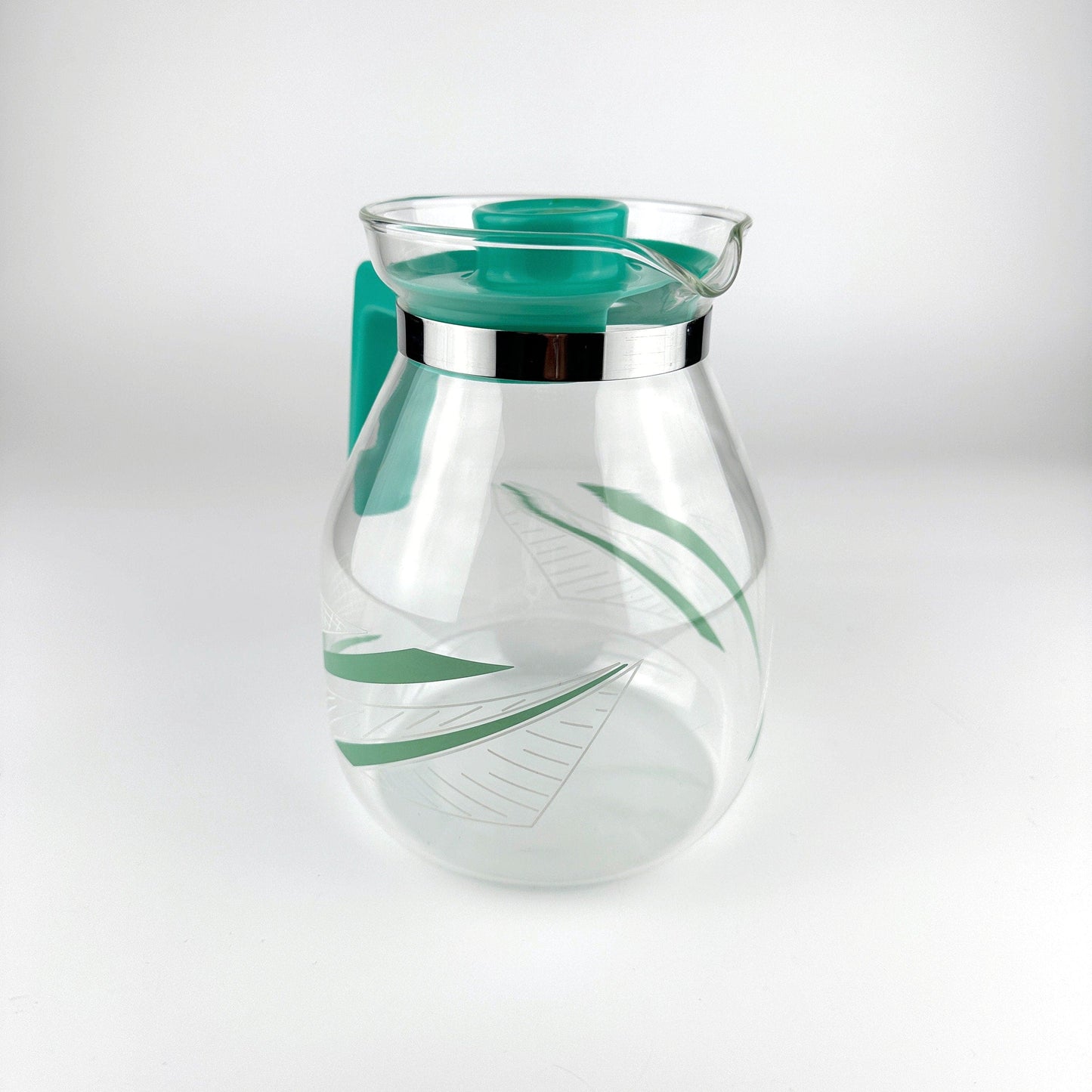 Postmodern Glass Carafe Jug Mint Green Memphis Milano 1990 1980 80s 90s Coffee Tea Iced Tea Vintage