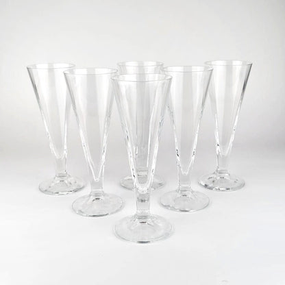 6 italienische Kristallgläser Sekt Champagner 80er Glas Art Deco Revival Vintage