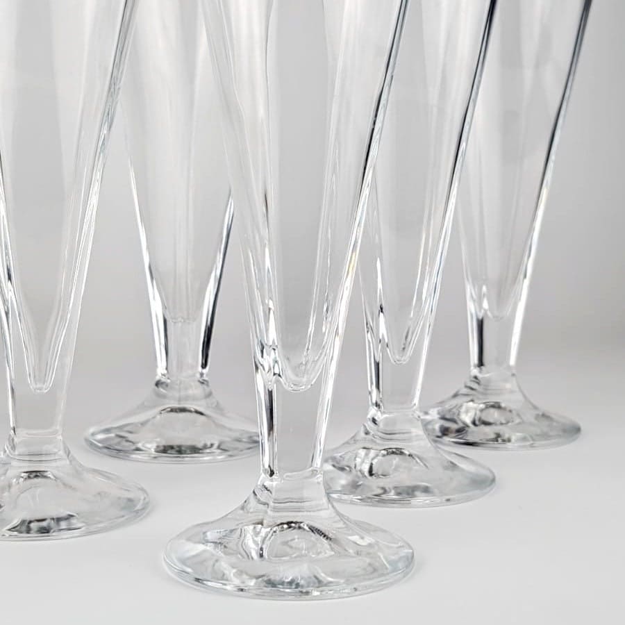 6 Italian crystal glasses sparkling wine champagne 80s glass Art Deco Revival Vintage