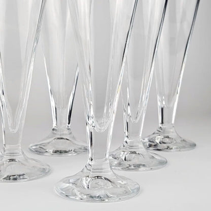 6 Italian crystal glasses sparkling wine champagne 80s glass Art Deco Revival Vintage