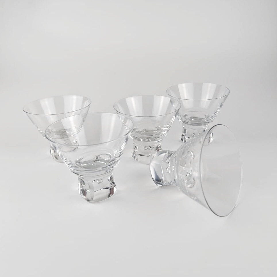 5 Dessert Ice Cream Bowls Crystal Glass Italy Bubble Sergio Asti Design 70s 1970s Vintage