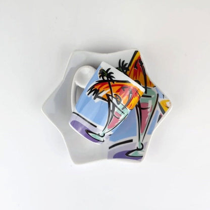 6x 90s Espresso Cups Postmodern Miami Vibes Italy Coffee Set 1990s Memphis Milano Vintage