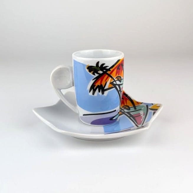 6x 90s Espresso Cups Postmodern Miami Vibes Italy Coffee Set 1990s Memphis Milano Vintage