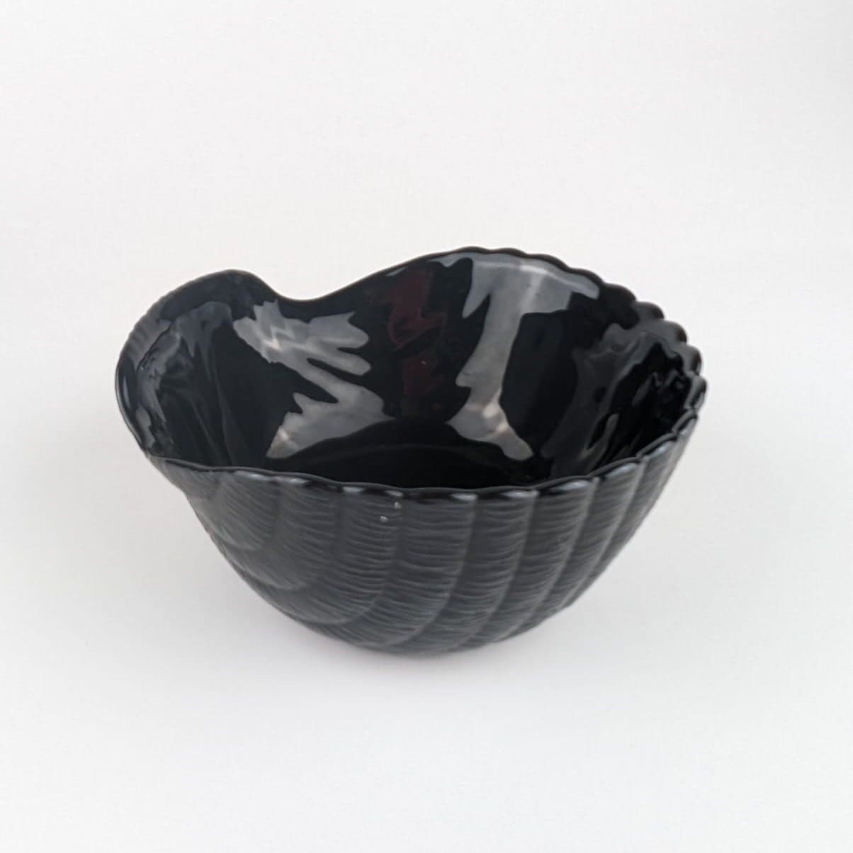 6 Vintage Shell Bowls Arcoroc Black Glass Bowl Dessert Shell Shape Bowl from the 80s Art Deco Luminarc France Vintage