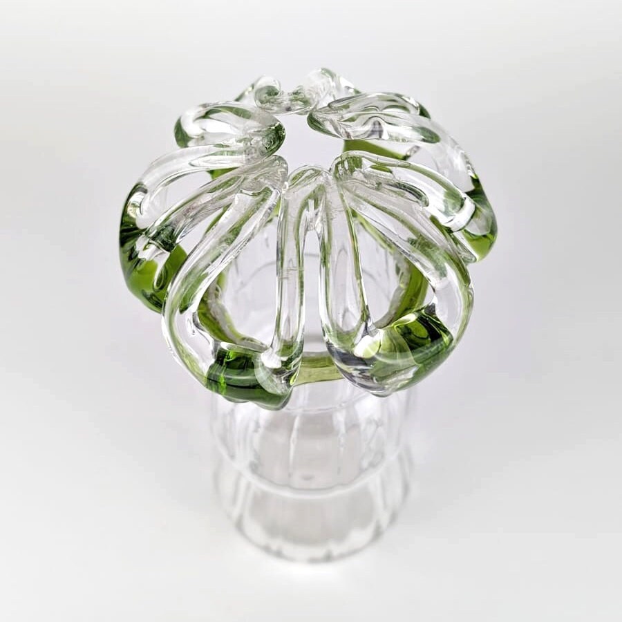 Vase en verre de Murano vintage Vase Art Nouveau 1900 1910 Jacinthe tourbillonnante transparente transparente