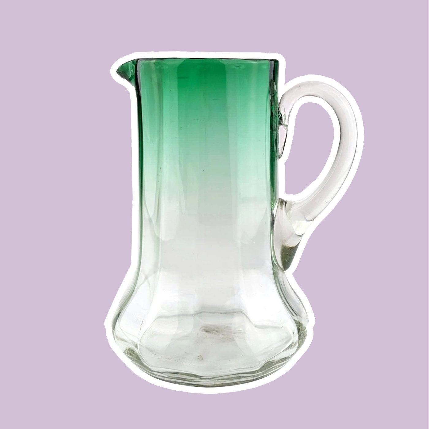 Vintage Murano Glass Jug Carafe Green 1970s Mid Century Juice Water Glass Pitcher