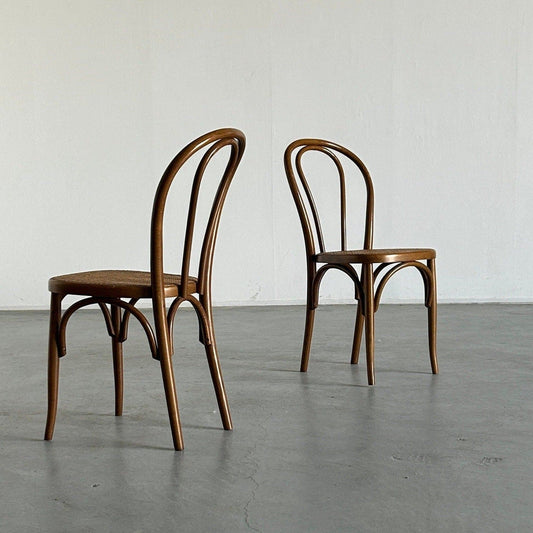 Set of 2 Thonet Bentwood Style Chairs No. 14 / European Bistro Cafe Dining Chairs, 1950s Vintage
