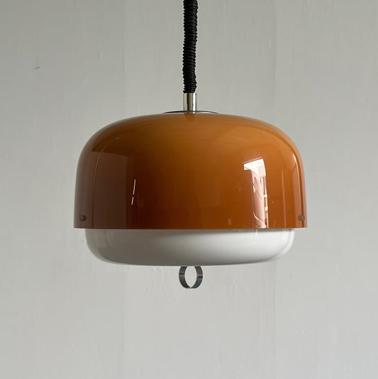 Brown Mid-Century Modern Bud Mushroom Lamp by Harvey Guzzini for Meblo, 1970s Space Age Vintage