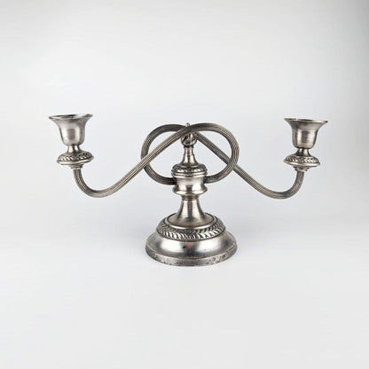 Ensemble de 3 bougeoirs bougies anglaises chandeliers courbés tourbillon métal plaqué argent vintage