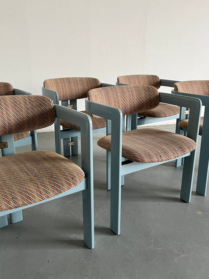 Ensemble de 6 chaises Pamplona modernes originales du milieu du siècle par Augusto Savini pour Pozzi, édition rare, millésime 1965