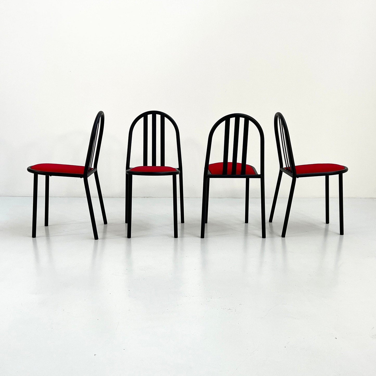 4 Red Fabric No.222 Chairs by Robert Mallet-Stevens for Pallucco Italia, 1980s Vintage