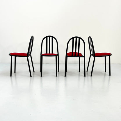 4 Chaises No.222 en Tissu Rouge par Robert Mallet-Stevens pour Pallucco Italia, Vintage 1980