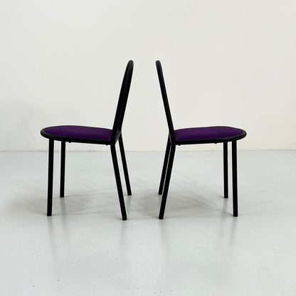 4 purple fabric No.222 chairs by Robert Mallet-Stevens for Pallucco Italia, 1980s vintage