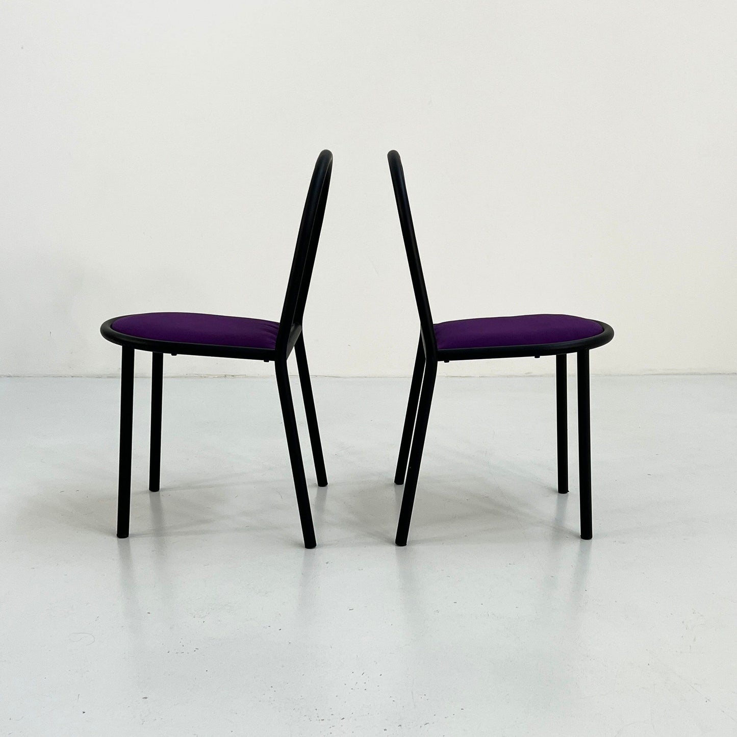 4 chaises No.222 en tissu violet par Robert Mallet-Stevens pour Pallucco Italia, vintage 1980